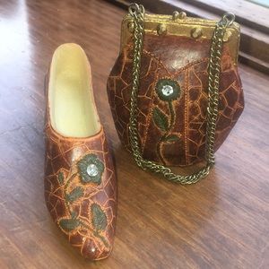 Nostalgia Miniature Collectible Purse&Shoe rust